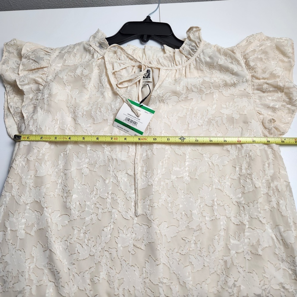 Anne Klein Double Ruffle Tie V Neck Flutter Sleeve Blouse Womens Size L NWT - Picture 6 of 7